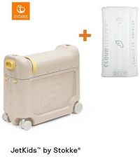 JETKIDS™ BY STOKKE® walizka samojezdna BedBox™ Moonglow White i materac CloudSleeper™ biały