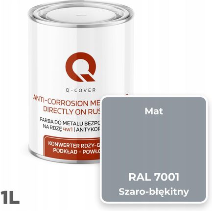 Q-Cover Farba Do Metalu Na Rdzę Szary Błękitny Mat 1l - zdjęcie 5