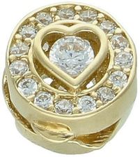 Charms klips złoty próba 585, ozdobiony serduszkiem i cyrkoniami DIA-CHA-12934-585