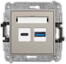 Zdjęcie Karlik Icon Ładowarka Usb Podwójna C + A Taupe 60ICUSB8 - Libiąż