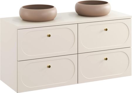Comad Zestaw Szafka Pod Umywalkę Z Blatem 57X120Cm 4 Szuflady I Umywalka Nablatowa Donna Sand