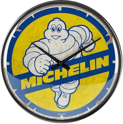 Nostalgic-Art Zegar retro Ø 31 cm Michelin Bibendum 80s Pomysł na prezent dla fanów silnika dekoracja ścienna kuchni design vintage (51210)
