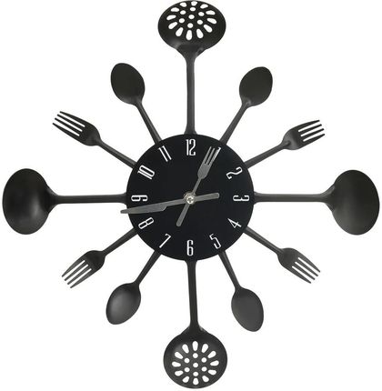 Zakito Home Zegar ścienny z widelcami i łyżeczkami czarny aluminium 40cm (ZH325163)
