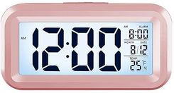 Apm Snoooze Cyfrowy budzik do sypialni zegar biurkowy na baterie cyfrowy budzik z inteligentną lampką nocną wyświetlacz 12/24H C°/F° data dla (425034)
