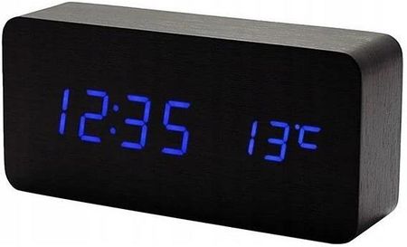 Volan Zegar budzik drewniany elektroniczny cyfrowy led stojący termometr + data (VST862CZNLED)