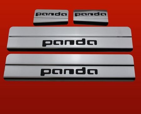 FIAT PANDA MK3 Nakładki progowe ze stali nierdzewnej 304 Wykończenie połysk Czarny napis - zdjęcie 5