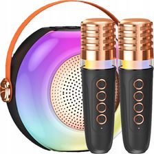 Mikrofon dla dzieci zestaw karaoke bezprzewodowy głośnik bluetooth 2 mikrofony czarne MIKROFON DLA DZIECI ZESTAW KARAOKE BEZPRZEWODOWY GŁOŚNIK