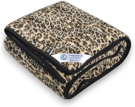 Koc wełniany merynos australijski lampart 140x200 Woolmark Indygosklep.pl