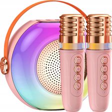 Mikrofon dla dzieci zestaw karaoke bezprzewodowy głośnik Bluetooth 2 mikrofony różowy MIKROFON DLA DZIECI ZESTAW KARAOKE BEZPRZEWODOWY GŁOŚNIK