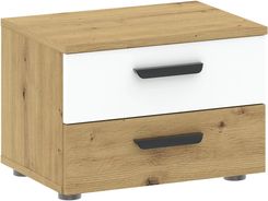 Zdjęcie Intermeble Szafka Nocna Basic Two 2S Dąb Artisan Biała - Drawno