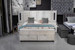 Zdjęcie Produkt z outletu: Łóżko Riviera 180X200Cm Kontynentalne Z Materacem Beżowe Wyprzedaż Ekspozycji Homms (BELRIV180200EKS) - Sosnowiec