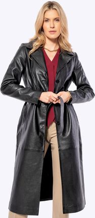 Damski płaszcz ze skóry owczej długi czarny