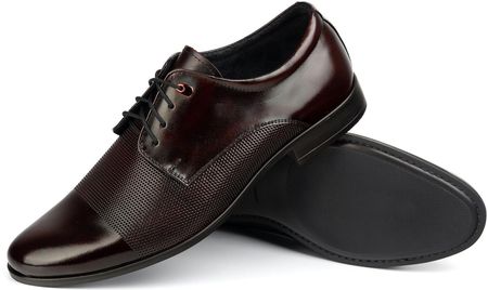 Buty męskie eleganckie skórzane 271T2 wisnia - zdjęcie 2