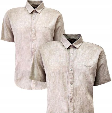 Koszula męska sportowa bawełna letnia casual BEIGE L BAGARDA