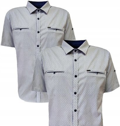 Koszula męska sportowa bawełna w krateczkę WHITE BAGARDA 4XL