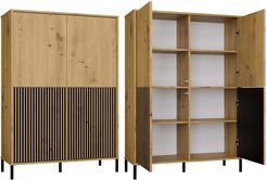 Zdjęcie Witryna Nowoczesna Duża Dąb Artisan 4 Drzwi Lamele Front Ryflowany - Sieradz