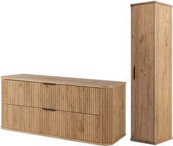 Zdjęcie Rodan Zestaw Mebli Łazienkowych Elegance Z Szafką Podumywalkową 120Cm I Słupkiem Dąb Craft Złoty - Wodzisław Śląski