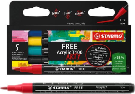Stabilo Markery Free Acrylic T100 Royal Set 5szt. Etui Kartonowe