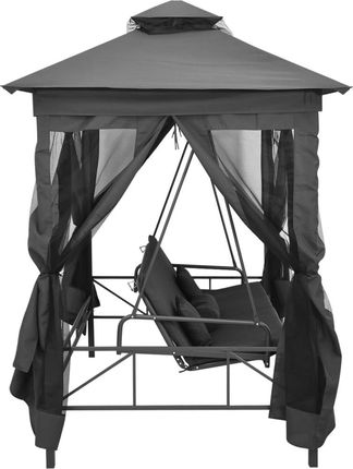 The Living Store Huśtawka Ogrodowa Z Funkcją Łóżka I Dachem 220×160×240cm Stalowa 45073 - zdjęcie 2