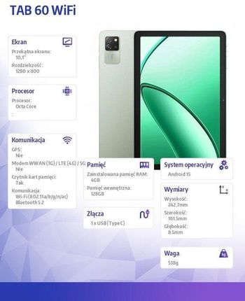 【新品】Blackview Tab 60 WiFi／10.1インチ Tablet Blackview Tab 60 10.1 4/128 GB Wi-Fi (TAB60WIFIGREEN