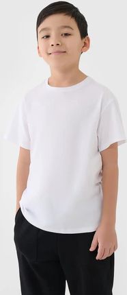 4F koszulka bawełniana t-shirt dla chłopca 4FJWMM00TTSHM2330 biała, kolor: biały, rozmiar: 122