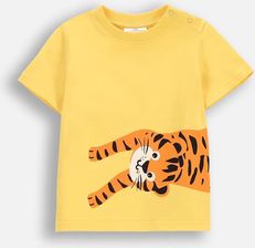 T-shirt z krótkim rękawem żółty z motywem tygrysa