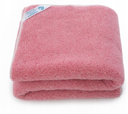 Ciepły Koc Wełniany 140X100 Wełna Merynos Tumbler Różowy