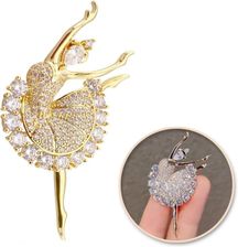 Zdjęcie Broszka ozdobna złota Baletnica z cyrkoniami BZ202 - Tczew