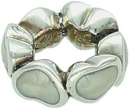 Charms srebrny typu PANDORKA serduszka z masą perłową próba 925, 700870