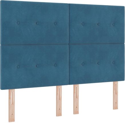 vidaXL Łóżko Kontynentalne Z Materacem Ciemnoniebieskie 140X190Cm Aksamitne (3339834) - zdjęcie 2