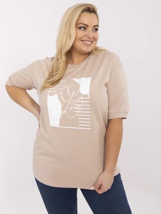 Beżowa damska bluzka plus size z aplikacjami