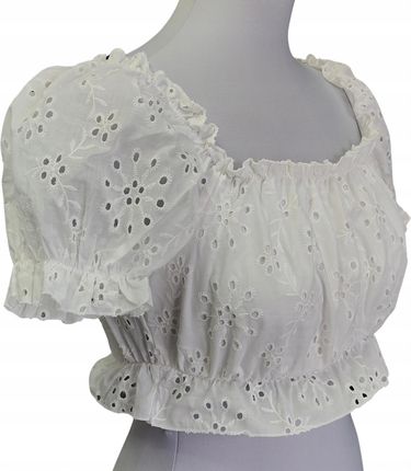 Krótka Bluzeczka Top biała haftowana ażurowa włoska jakość wysyłka w 24h!