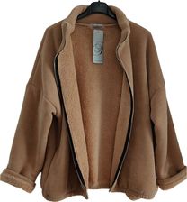Bluza włoska bardzo ciepła rozpinana bez kaptura beżowa stójka prezent!