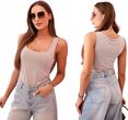 Ciemno beżowa dopasowany top na ramiączkach z WISKOZY- basic must-have