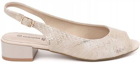 Beżowe sandały na niskim obcasie 36