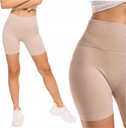 Kolarki Legginsy Bikery Damskie Push-Up Wysoki Stan Prążkowane Moraj L/XL
