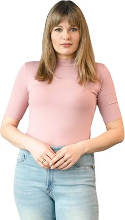 Bluzka damska półgolf z krótkim rękawem LAYLA różowa