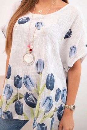Koszula BOHO damska 100% bawełna tulipany żółta lekka na lato - zdjęcie 2