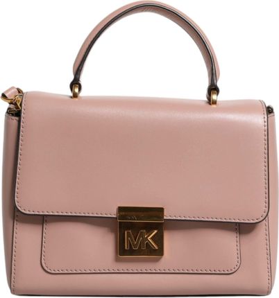 Michael Kors Różowa skórzana plakietka z logo Crossbody Mindy Tas