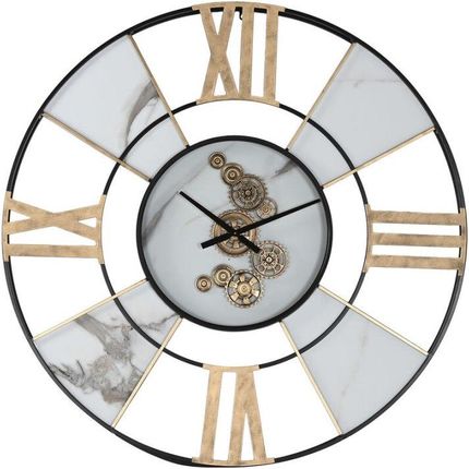 Home Esprit Zegar Ścienny Biały Czarny Złoty Metal 142 X 9 X 142 cm