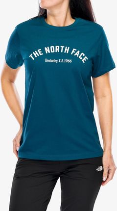 Koszulka bawełniana damska The North Face S/S Tee Varsity Graphic - midnight petrol