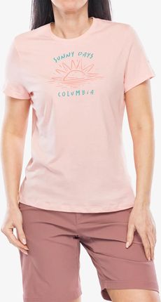Koszulka z nadrukiem damska Columbia Ruby Springs Graphic Fitted S/S - pink sand/ready for rays