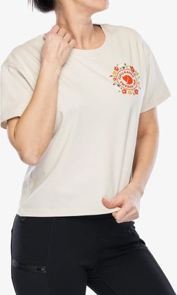Koszulka z nadrukiem damska Fjallraven Fjallblomster Logo T-shirt - chalk white