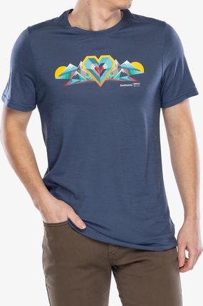 Koszulka z nadrukiem Smartwool Geo Peaks Active Short Sleeve Graphic Tee - nightfall blue