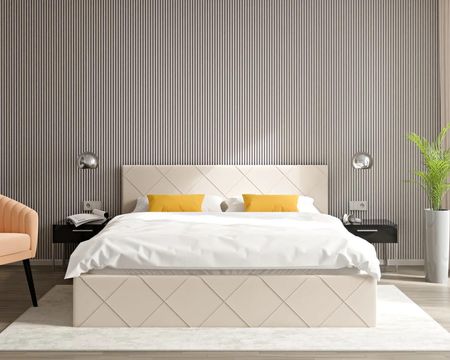 Fdm Łóżko Tapicerowane Caro Rama Stelaż Metalowy 160X200 Paris Cream - zdjęcie 2