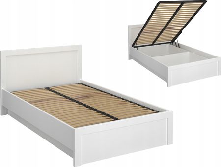 Mebelbos Łóżko Z Pojemnikiem Na Pościel Stelażem 120X200 Białe Łoże Jazz