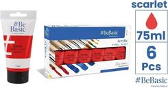 Zdjęcie Bebasic Farba Akrylowa Czerwień Szkarłatna 75Ml 6Szt - Szamotuły