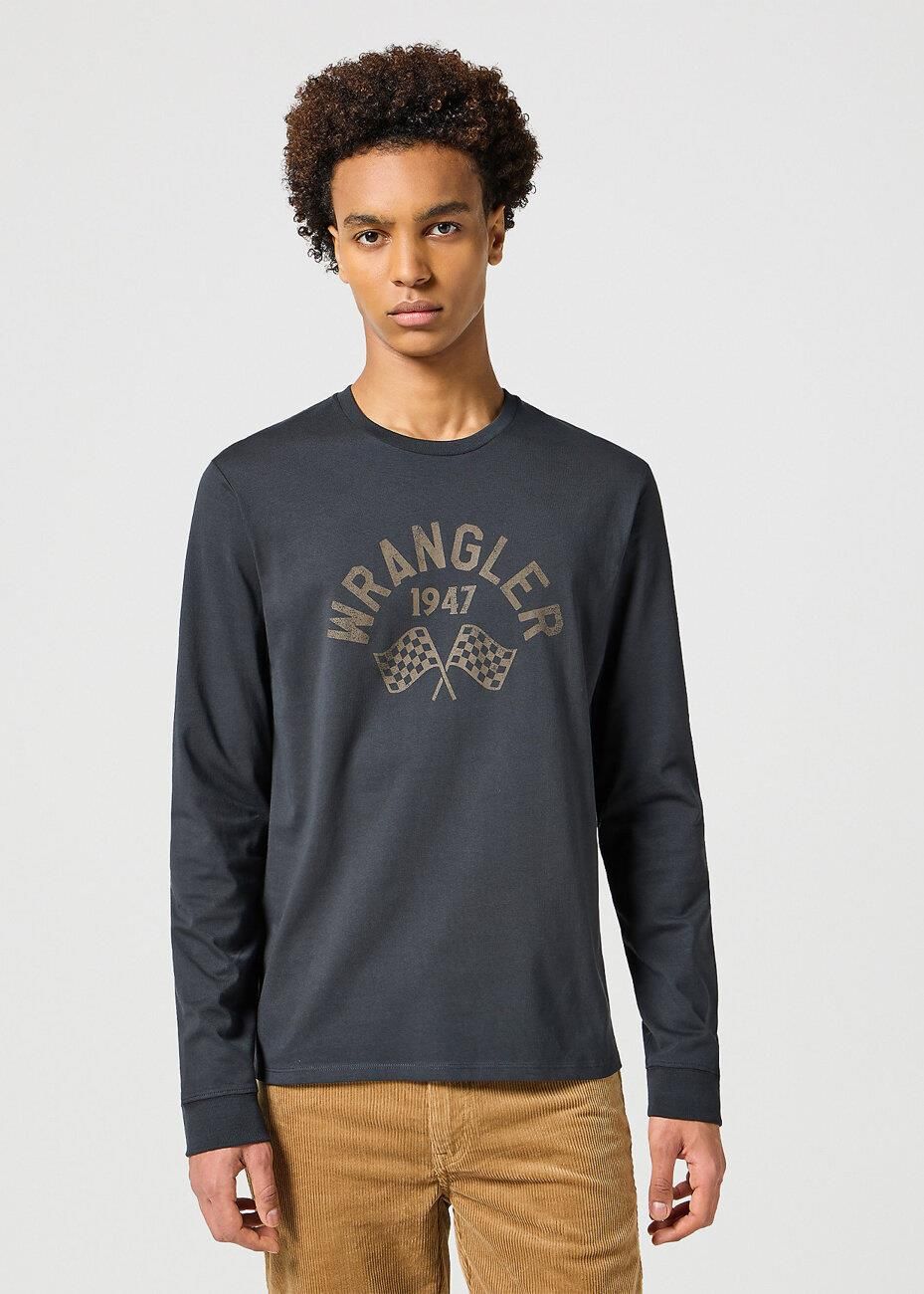 トップス aaaa WRANGLER MĘSKI LONG SLEEVE LS GRAPHIC TEE FADED BLACK
