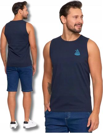 Tank-top Męski Koszulka Bez Rękawów Bokserka z Małym Nadrukiem Moraj XL