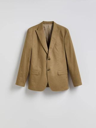 Reserved - Marynarka slim fit z dodatkiem konopi - warm olive